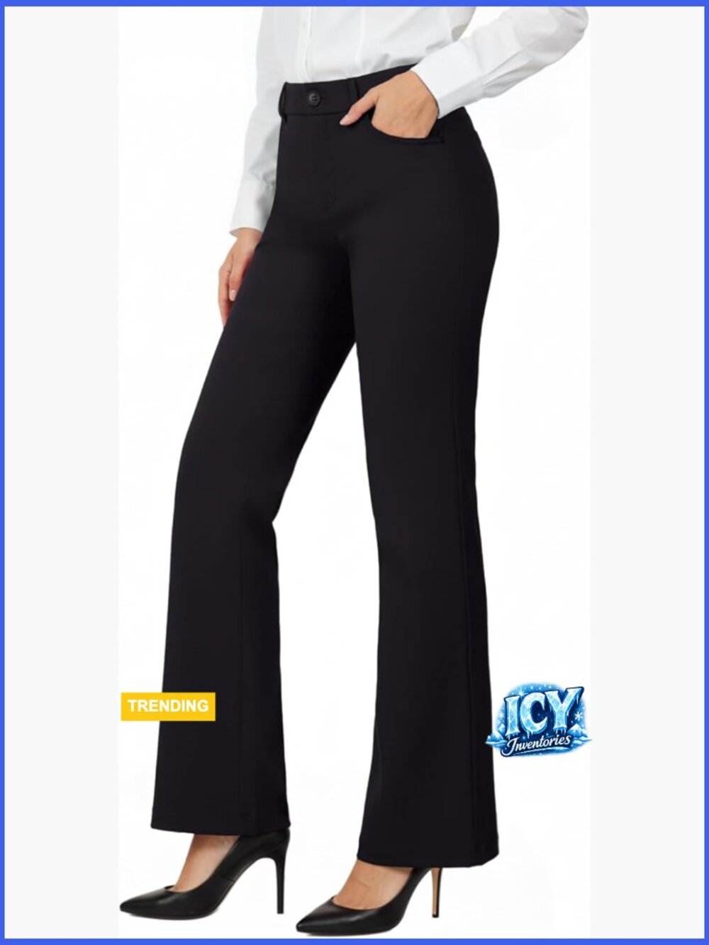 Stretchy Straight Leg Dress Pants Slacks with Pockets